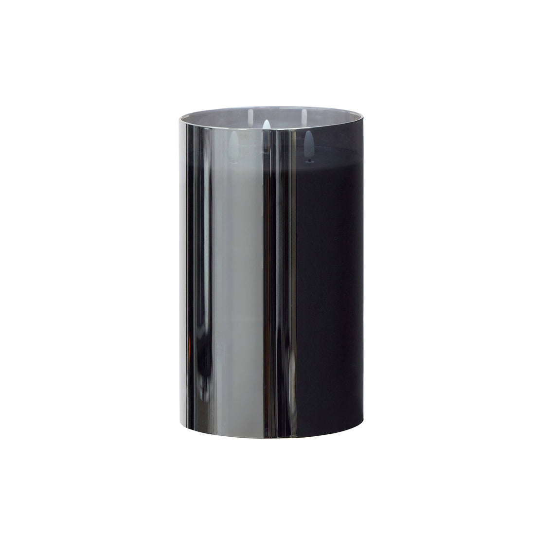 Black Glass Triflame LED Candle | 25cm