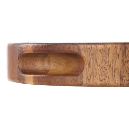 Davis &amp; Waddell Round Acacia Wood End Grain Cut Board Natural Matt Lacquer