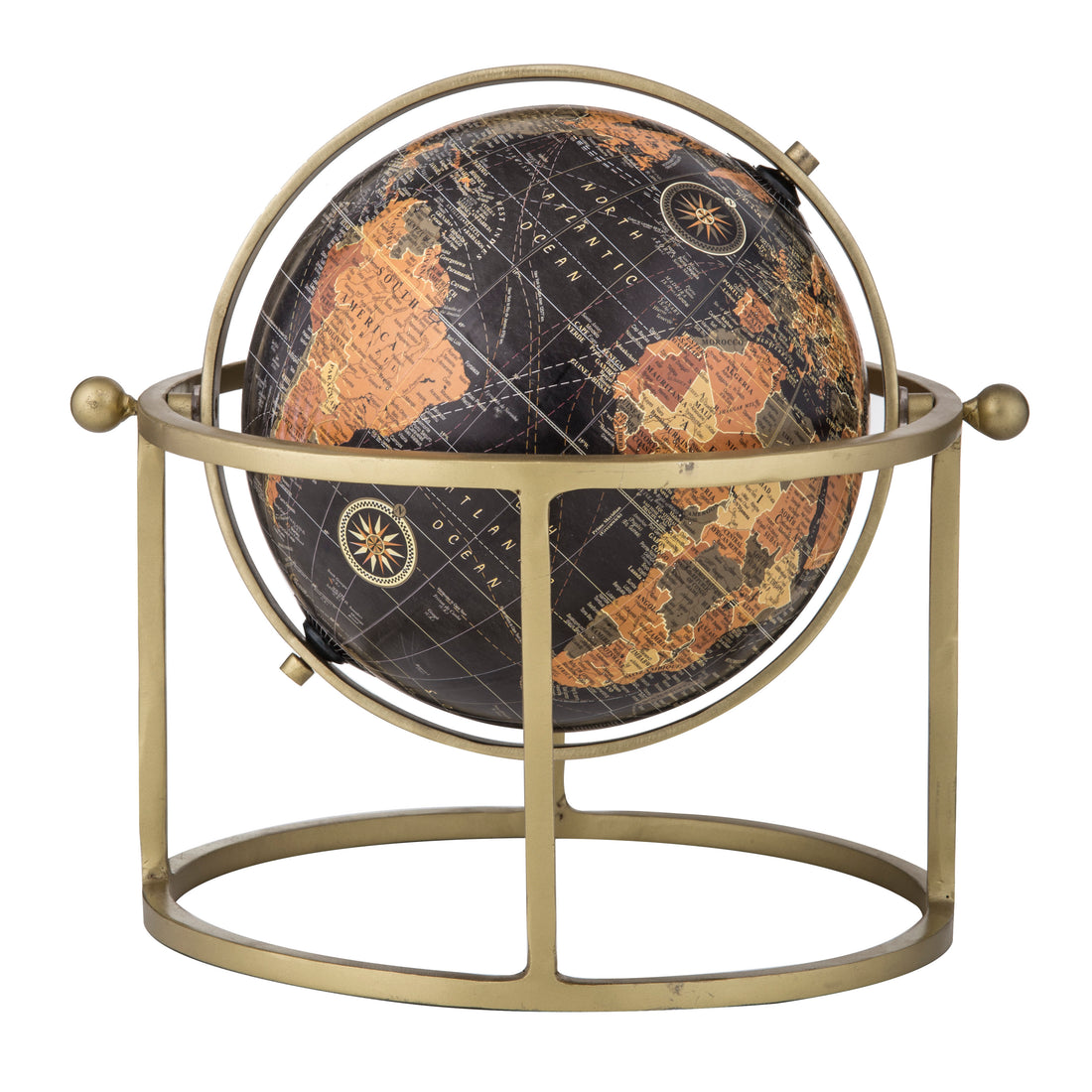Amalfi Around The World Globe Black &amp; Gold