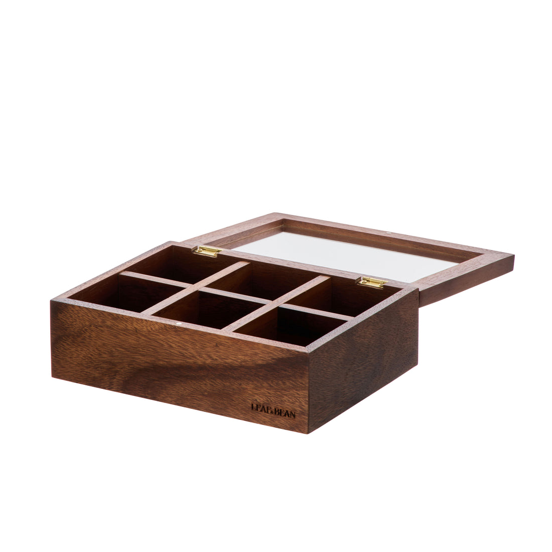 Leaf &amp; Bean Byron Acacia Tea Box 6 Compartment Natural