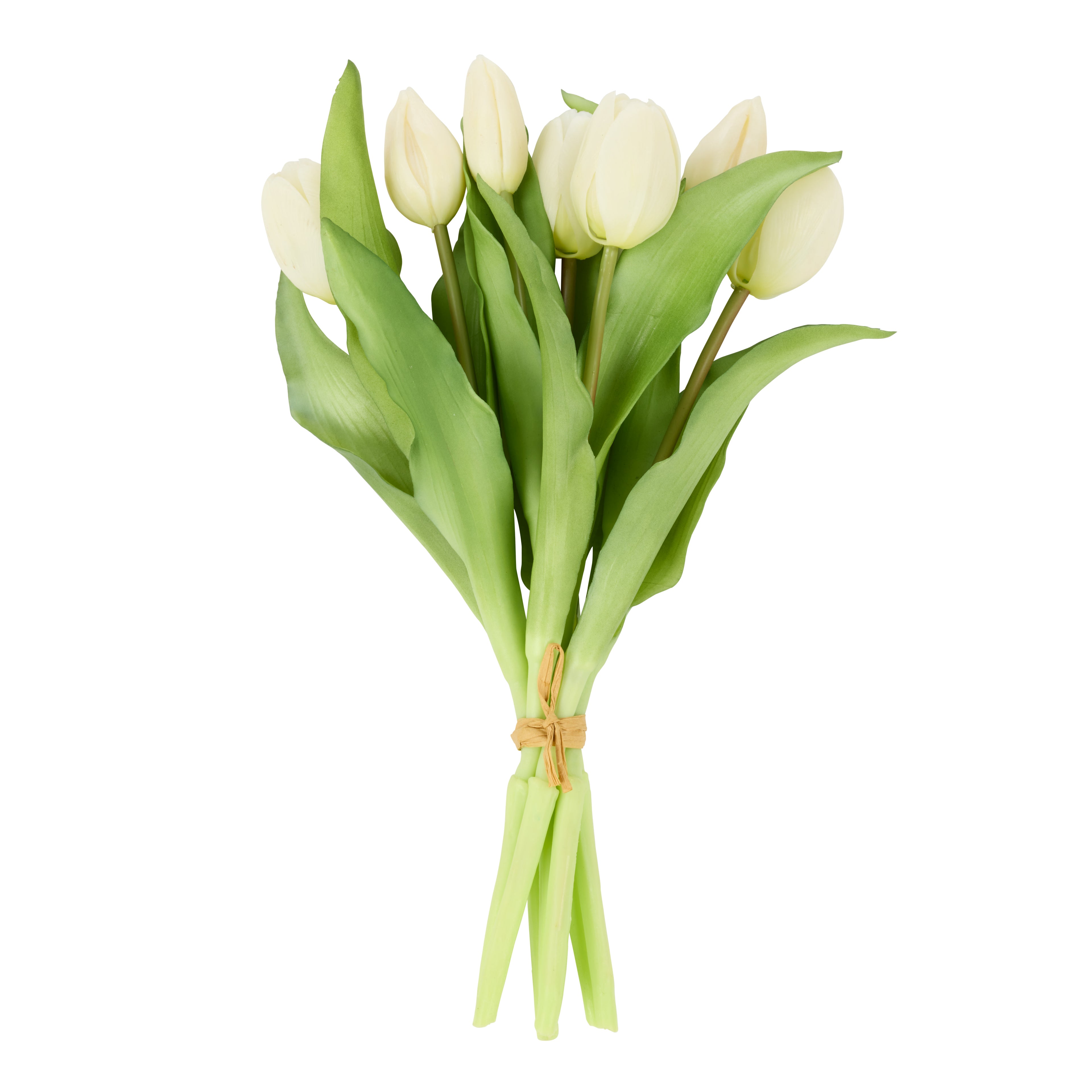 Faux Tulip Bunch | White - 30cm