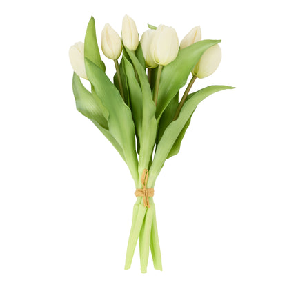Faux Tulip Bunch | White - 30cm