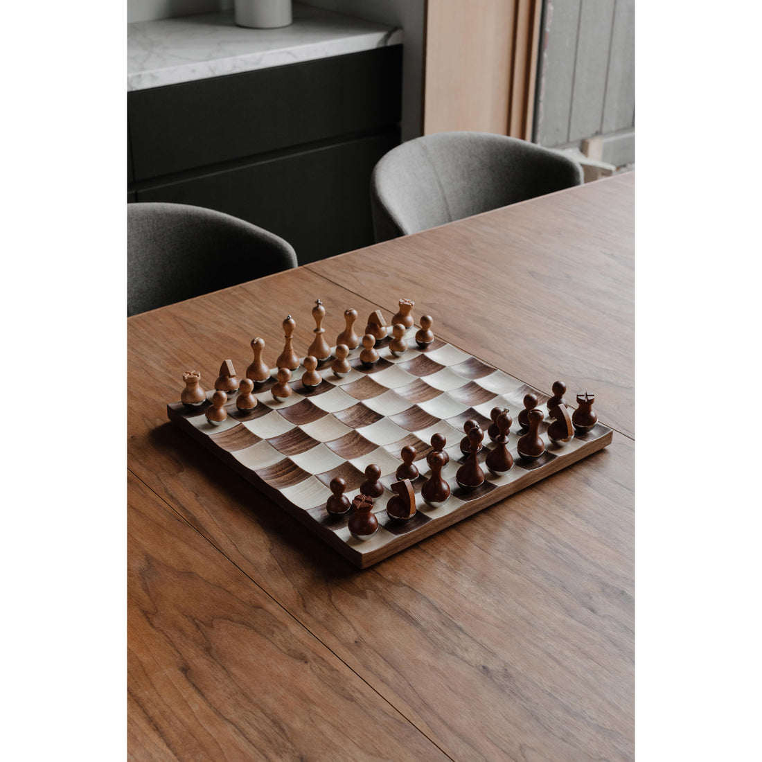 Umbra Wobble Chess Set Maple &amp; Walnut