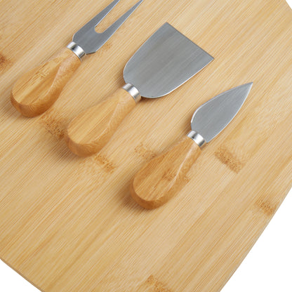 Davis &amp; Waddell Bamboo Cheese Paddle with 3pcs Set Knives Natural