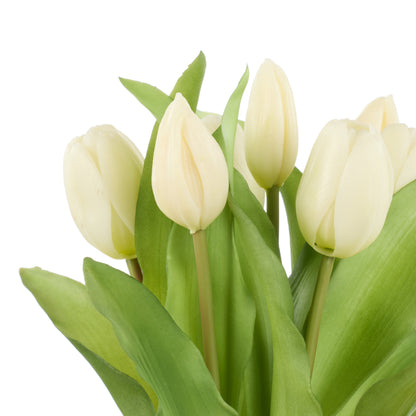 Faux Tulip Bunch | White - 30cm