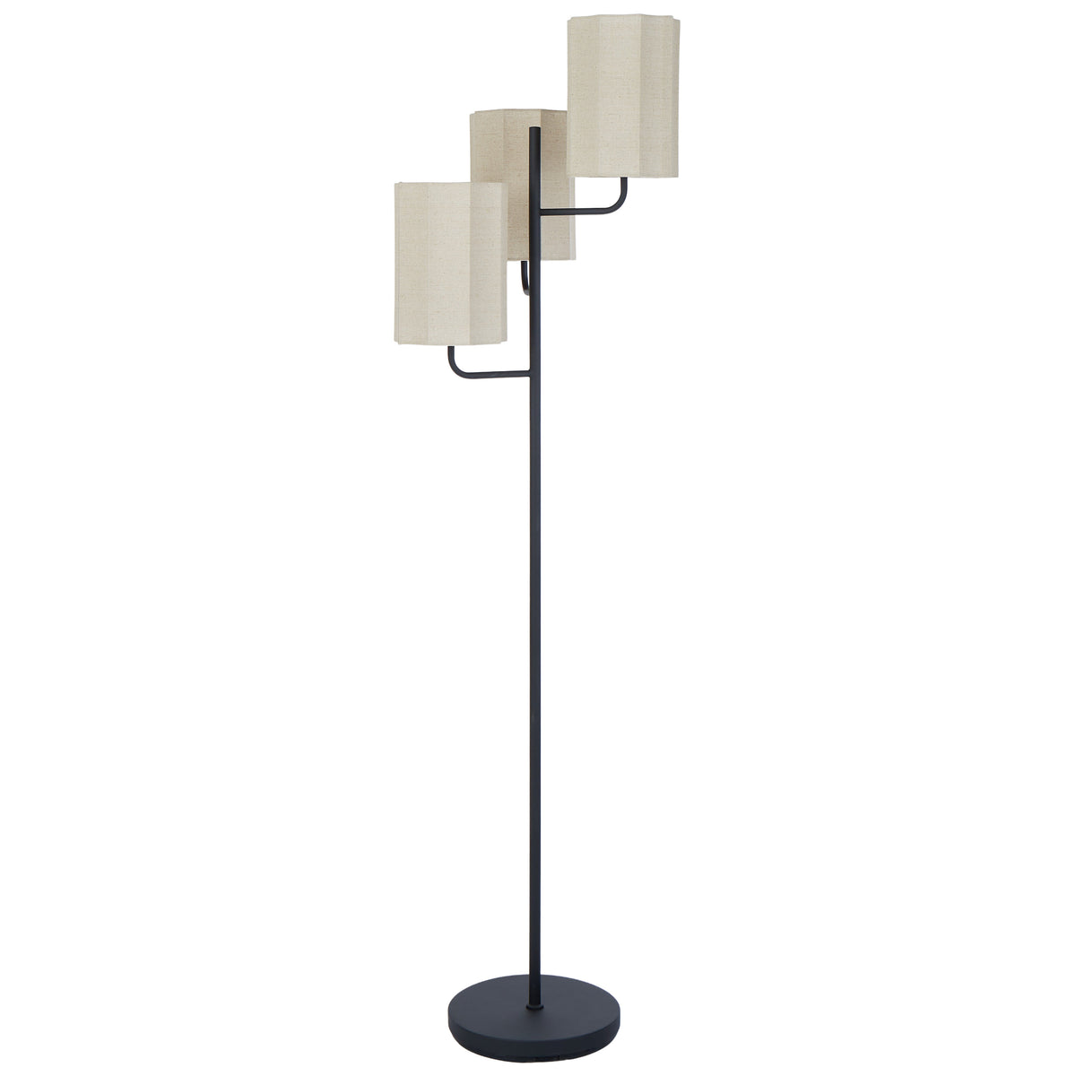 Amalfi Tiered Trio Shade Floor Lamp Black &amp; Natural
