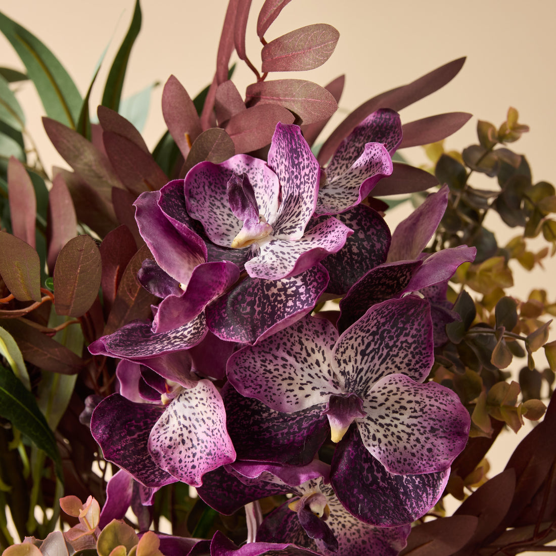 Faux Vanda Orchid Eucalyptus Mix Arrangement - Claire Vase