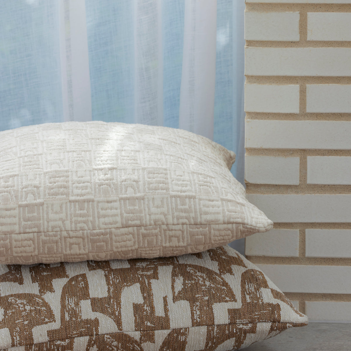 Amalfi Enver Geo Cushion Ivory &amp; Beige