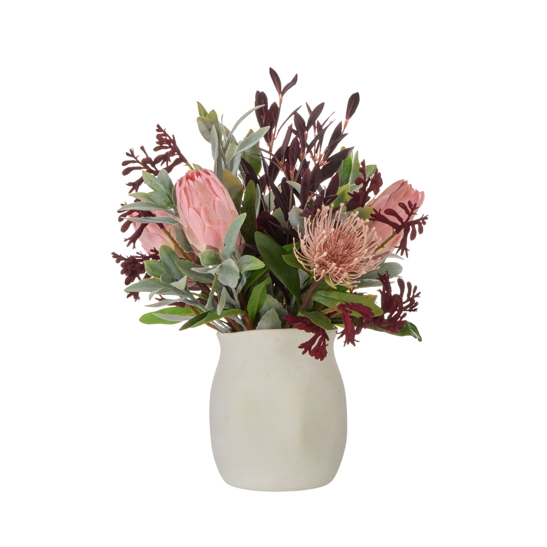 Faux Protea Kangaroo Paw - Maliah Pot| Pink -  52cm