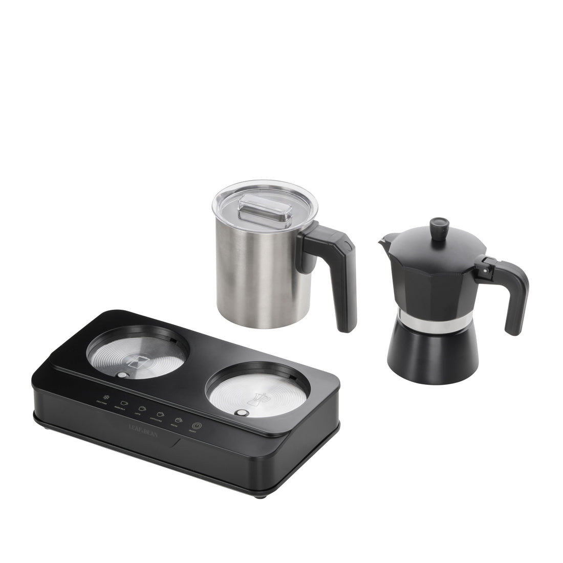 Leaf &amp; Bean Electric Espresso Maker With Milk Frother &amp; Warmer 1200W Black