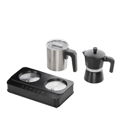 Leaf &amp; Bean Electric Espresso Maker With Milk Frother &amp; Warmer 1200W Black