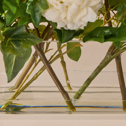 Faux Peony Ivy Mix - Esme Trough Vase | White - 32cm