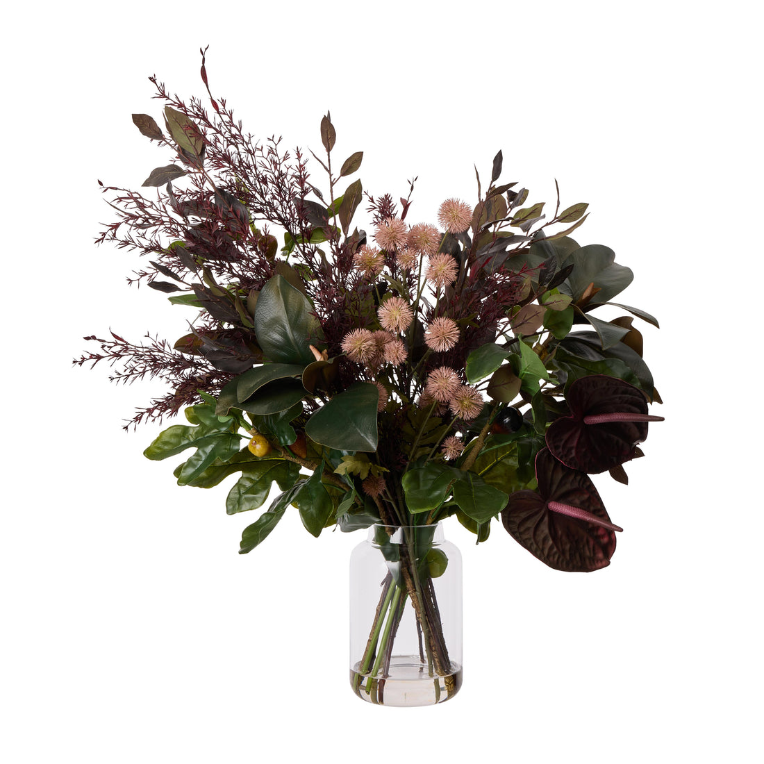 Faux Anthurium Eucalyptus Fig Mix - Pauline Vase | Purple - 71cm