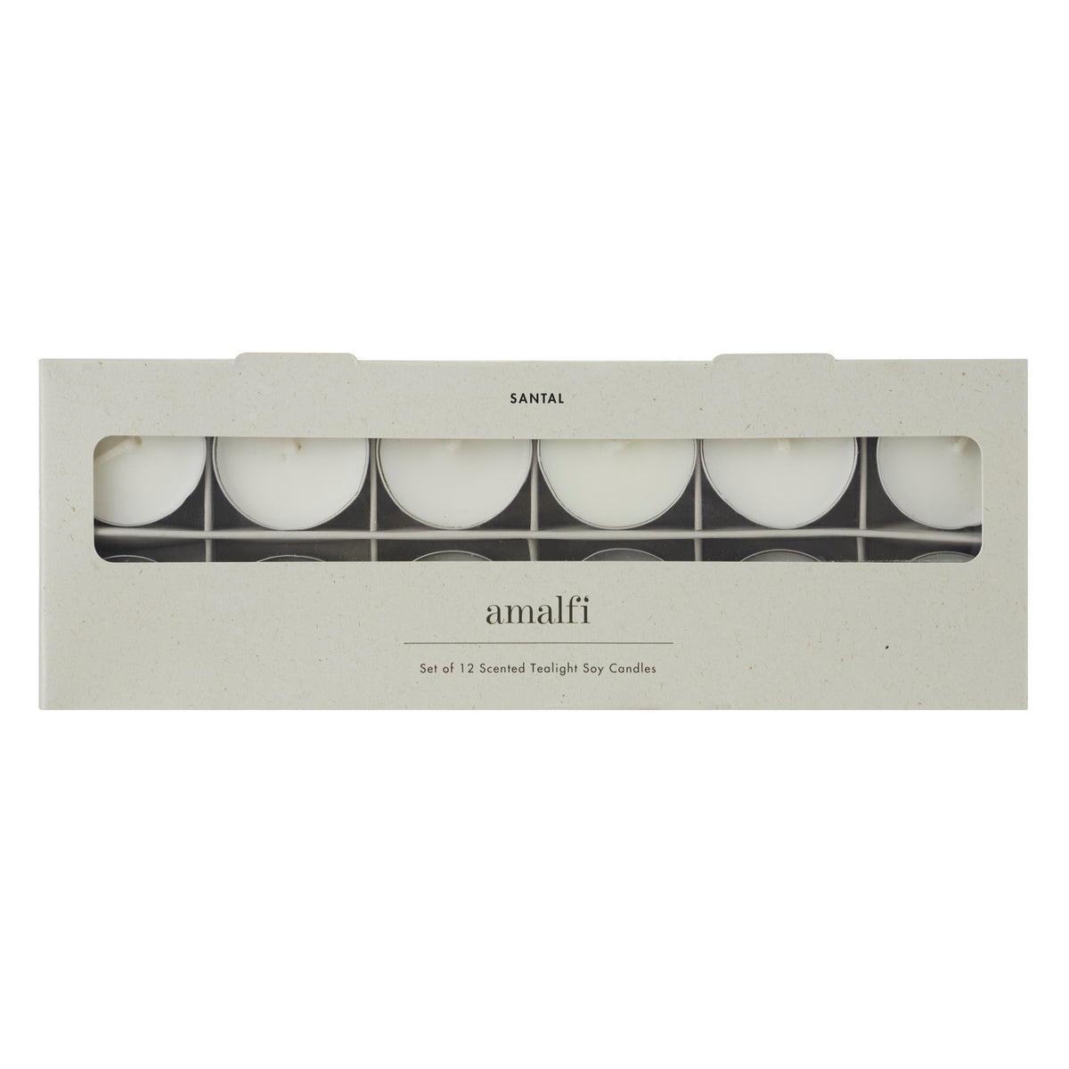 Amalfi Santal Scented Tealight Candles 12pcs Set Taupe