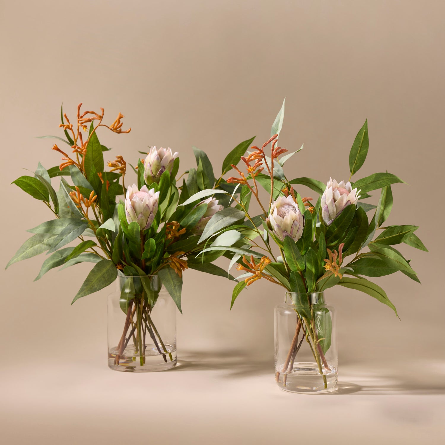 Faux Protea Kangaroo Paw Arrangement - Pauline Vase | Cream - 46cm