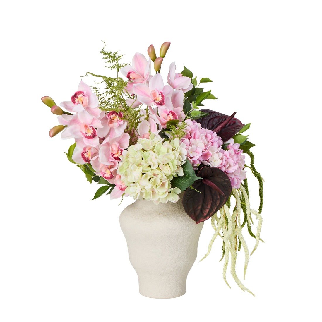 Faux Hydrangea Fern Mix - Ryde Vessel | Pink - 65cm