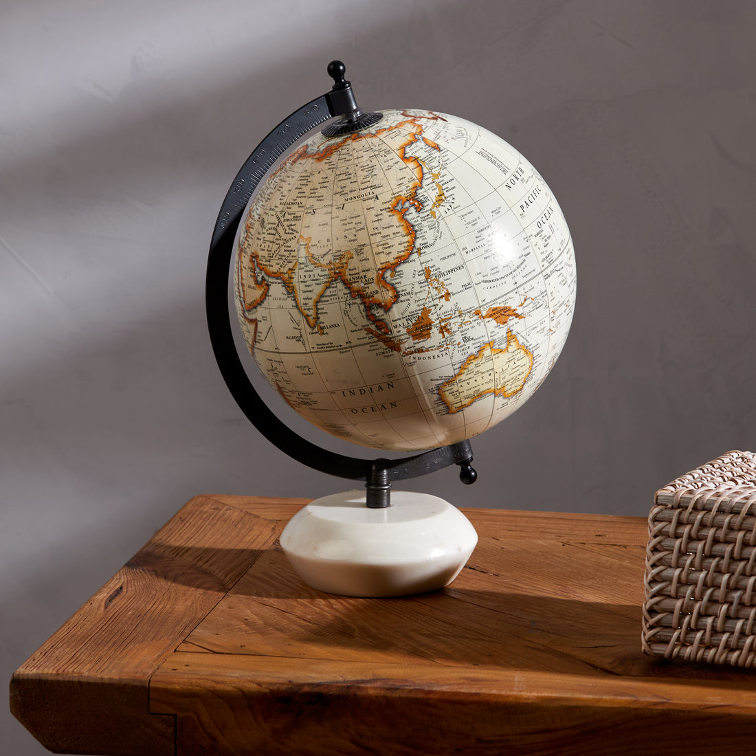 Amalfi Miles Globe Sculpture White Marble &amp; White