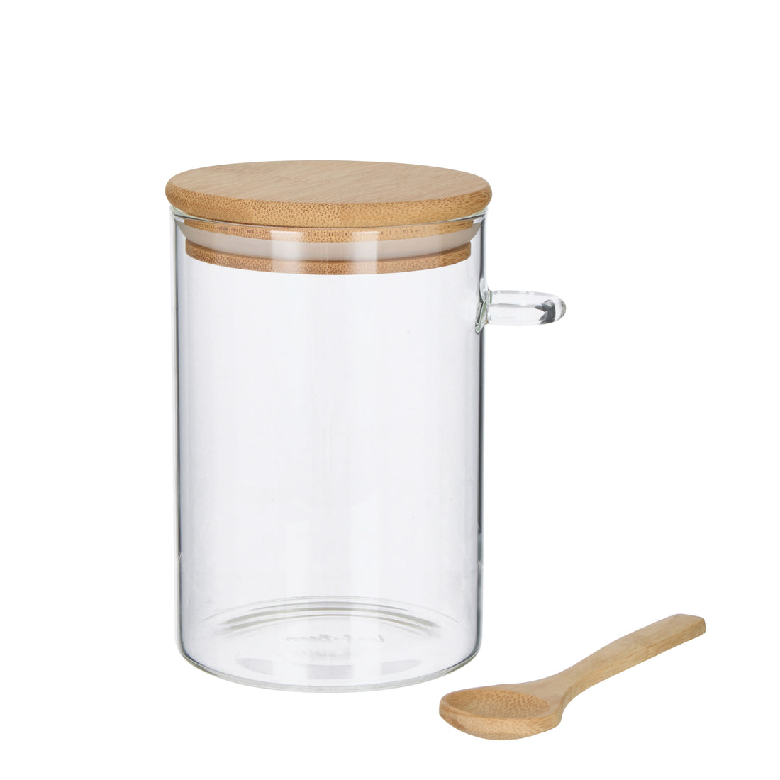 Leaf &amp; Bean Glass Canister with Spoon Natural