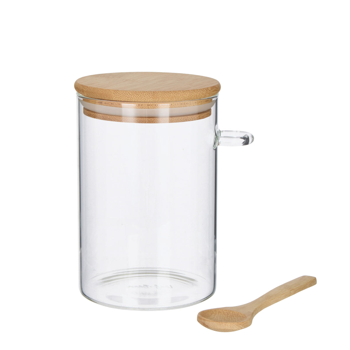 Leaf &amp; Bean Glass Canister with Spoon Natural