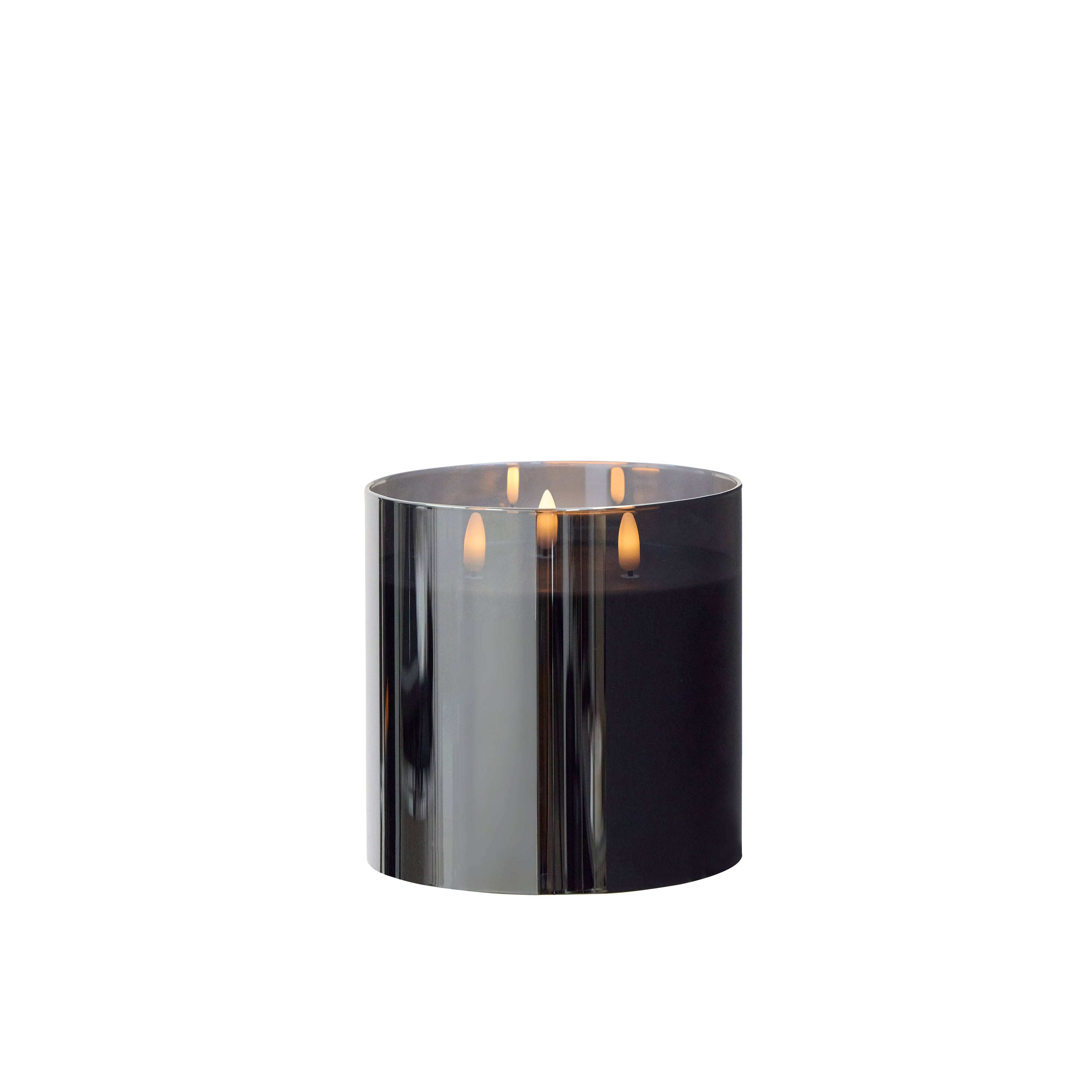 Black Glass Triflame LED Candle | 15cm