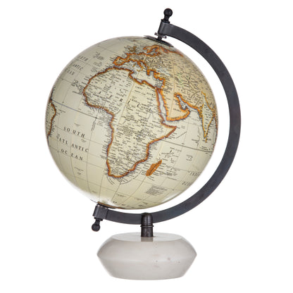 Amalfi Miles Globe Sculpture White Marble &amp; White
