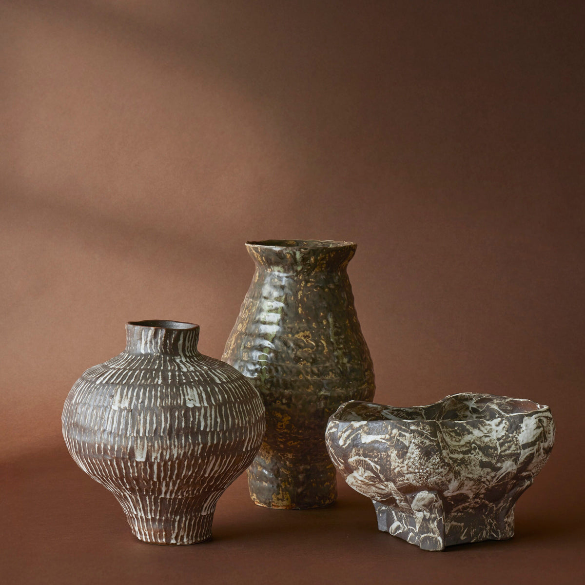 Grand Designs Arbor Vase Collection Brown &amp; Green