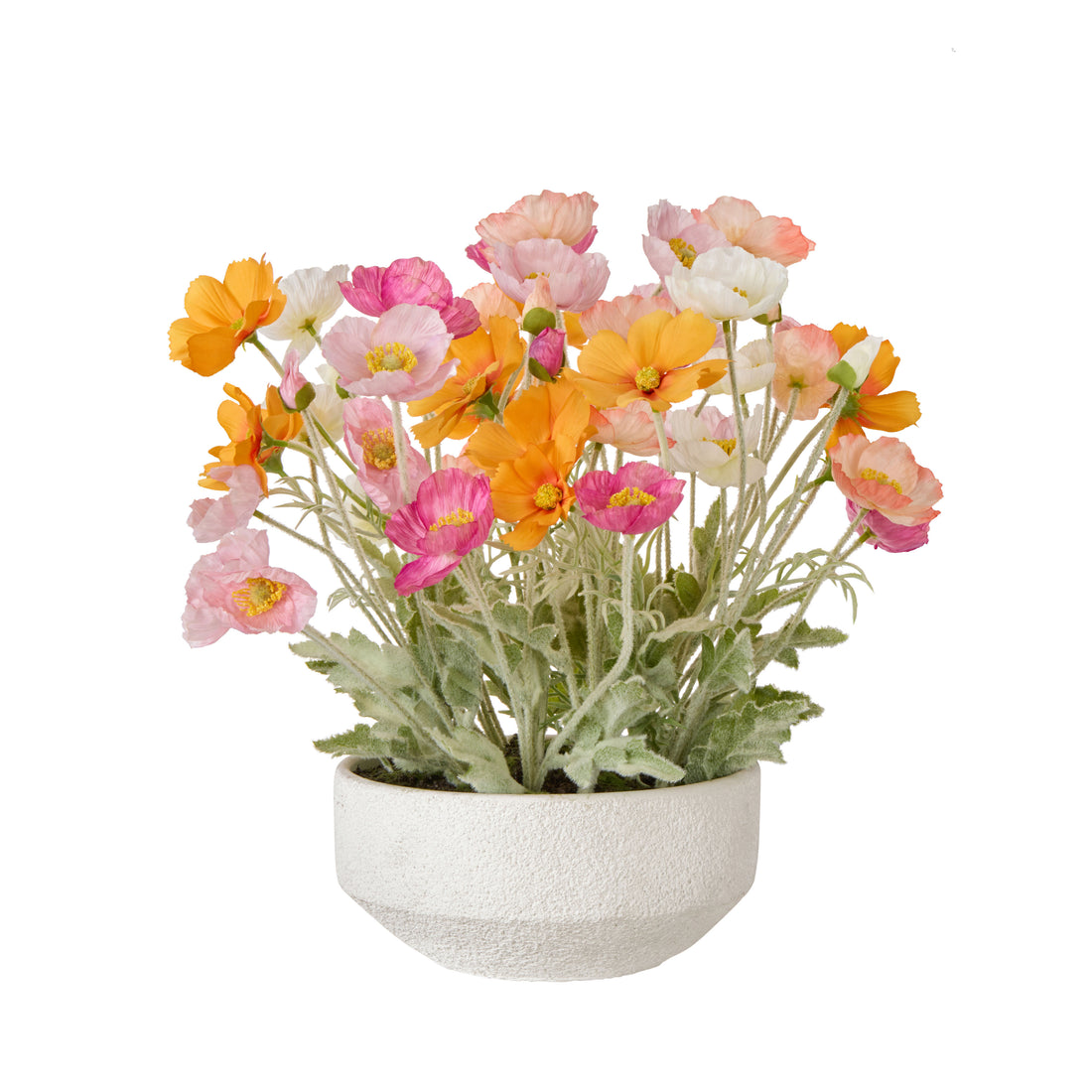 Faux Poppy Garden - Delos Planter | Pink -  40cm