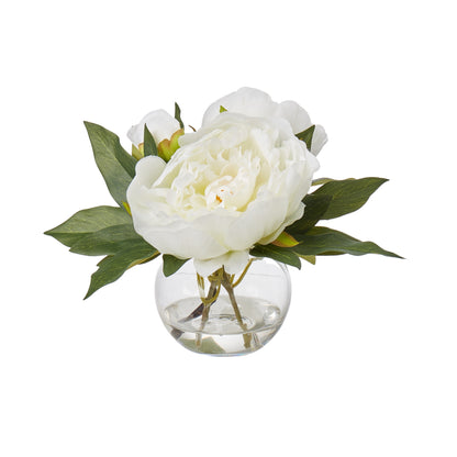 Faux Peony - Sphere Vase | White - 19cm