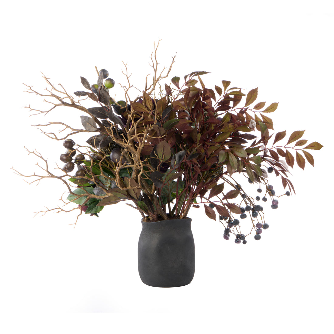 Faux Chrysanthemum Fig Garden Mix Arrangement - Maliah Pot | Purple - 66cm