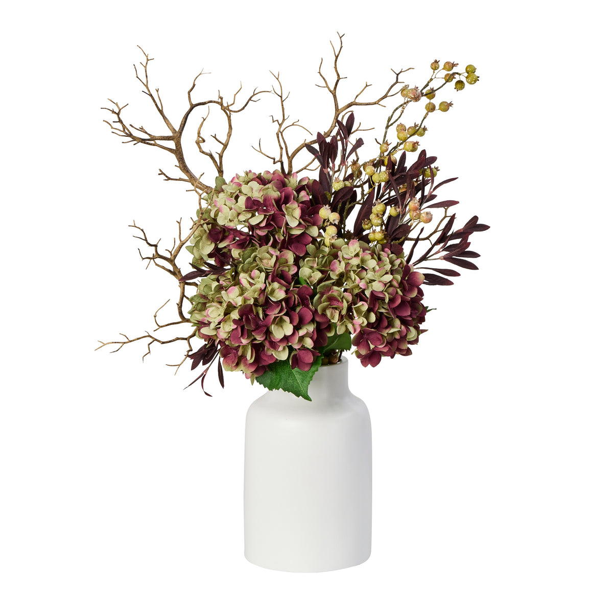 Rogue Hydrangea Olive Branch Mix Bouquet Green &amp; Burgundy