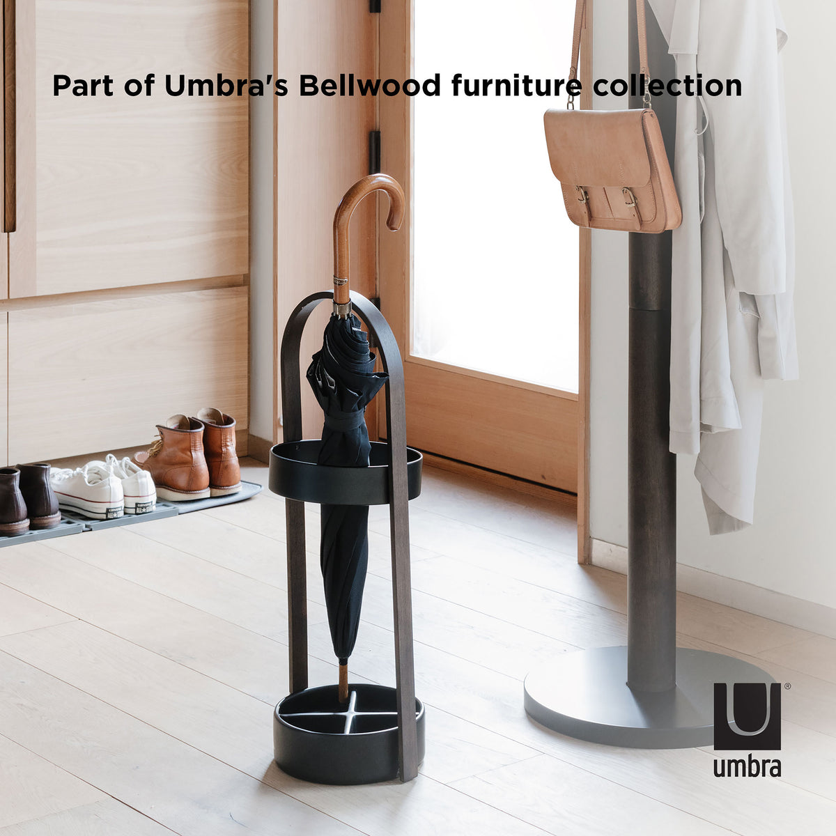 Umbra Bellwood Umbrella Stand Black &amp; Walnut