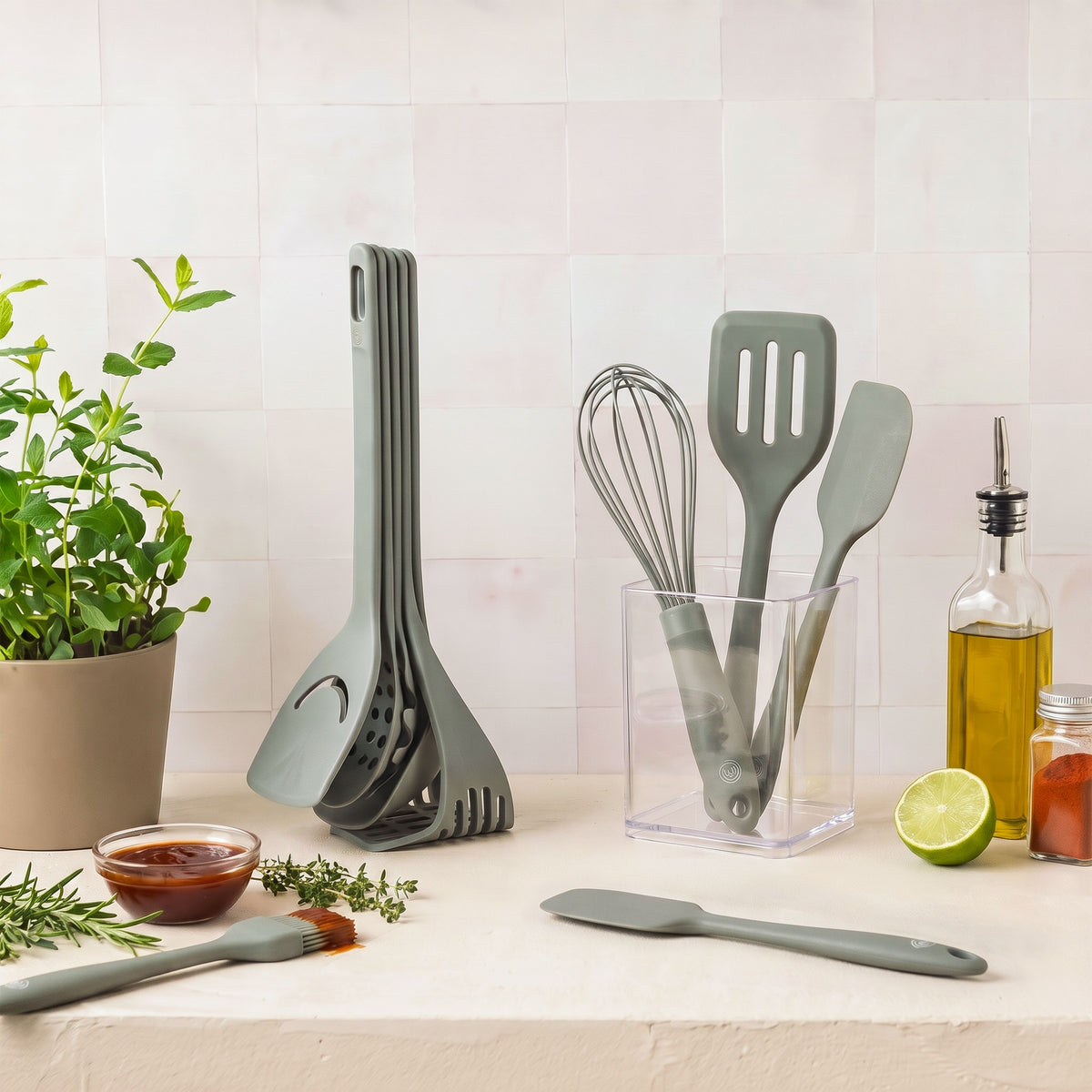 MasterChef Sage SilicoGrip 5pc Baking Utensil Set Sage