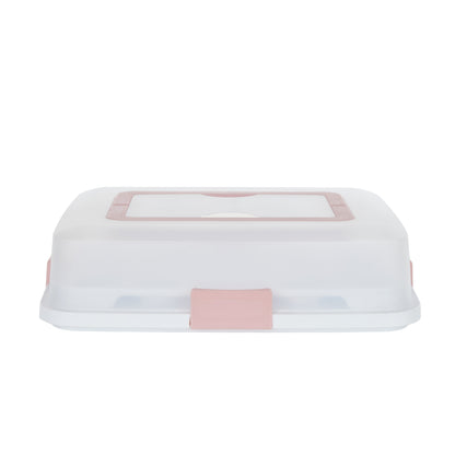 Davis &amp; Waddell 2 in 1 Rectangle Cake and Cupcake Carrier Pink &amp; White