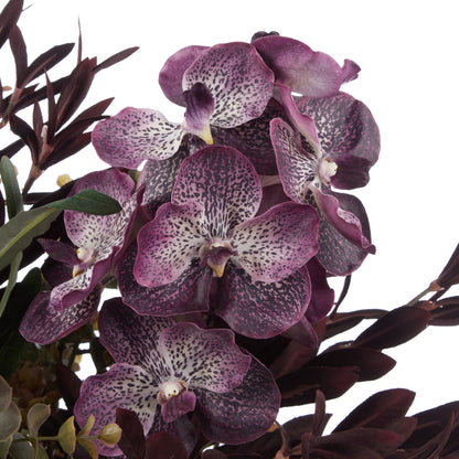 Faux Vanda Orchid Eucalyptus Mix Arrangement - Claire Vase