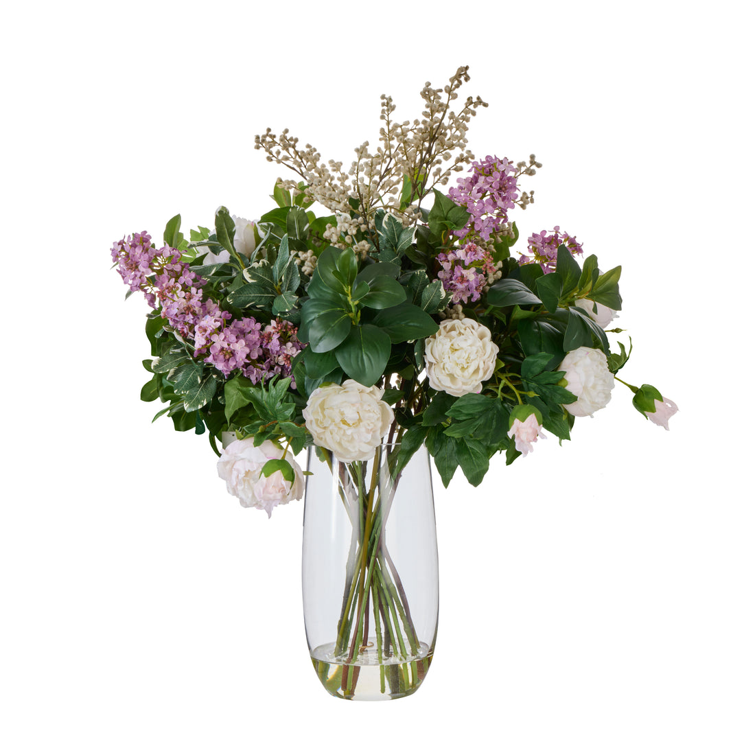 Faux Lilac Peony Garden Mix - Cindy Vase | Purple -  88cm