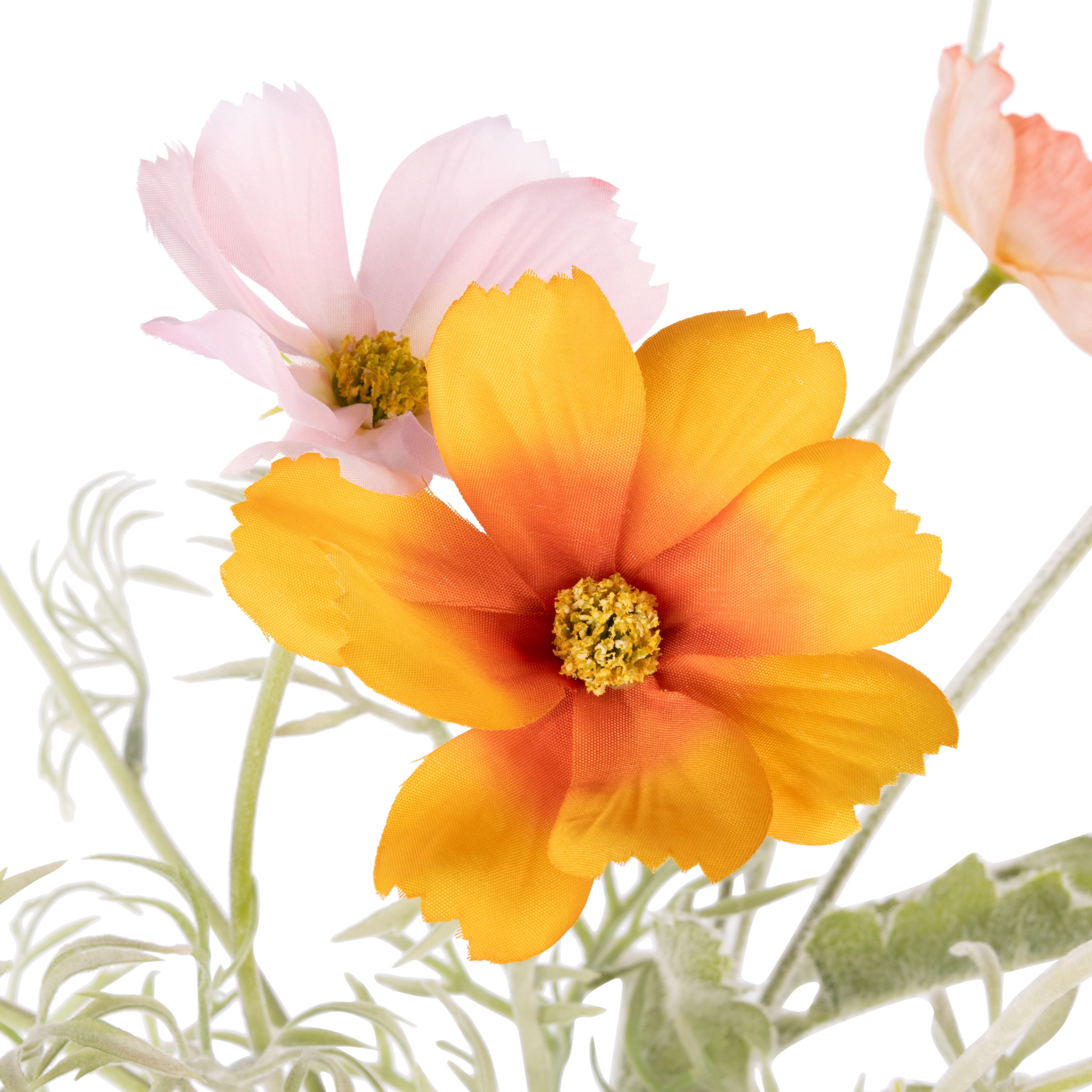 Faux Poppy Cosmos Mix - Giselle Tall Vase | Orange &amp; White - 45cm