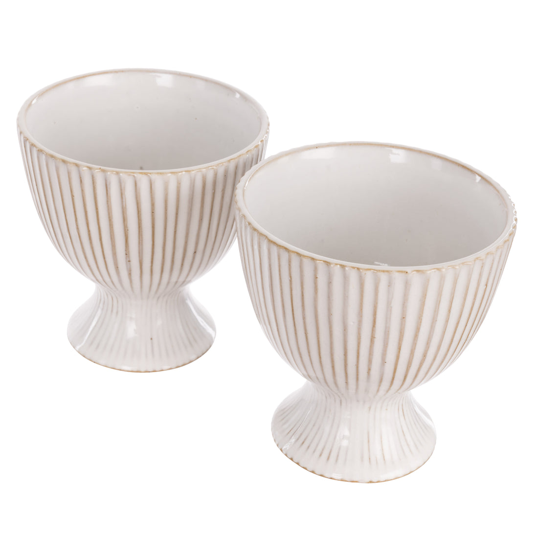 Davis &amp; Waddell Maisie Ribbed Porcelain Parfait Bowls 2pcs Set Milky White