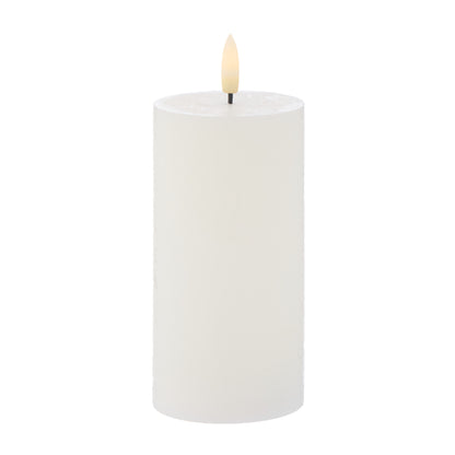 Amalfi Hughe LED Flickering Pillar Candle Rustic White 7.5x7.5x15cm