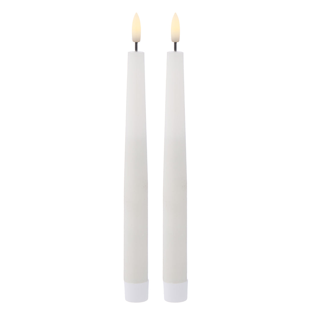 Amalfi Hughe LED Flickering Taper Candle 2pcs Set Rustic White 2x2x24cm