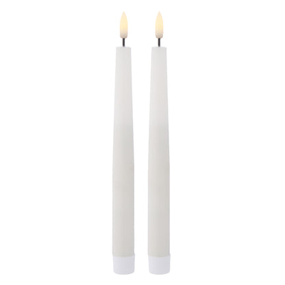 Amalfi Hughe LED Flickering Taper Candle 2pcs Set Rustic White 2x2x24cm
