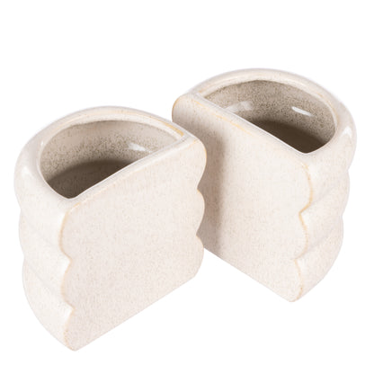 Emporium Ripley Planter Bookends 2pcs Set Cream Reactive Glaze