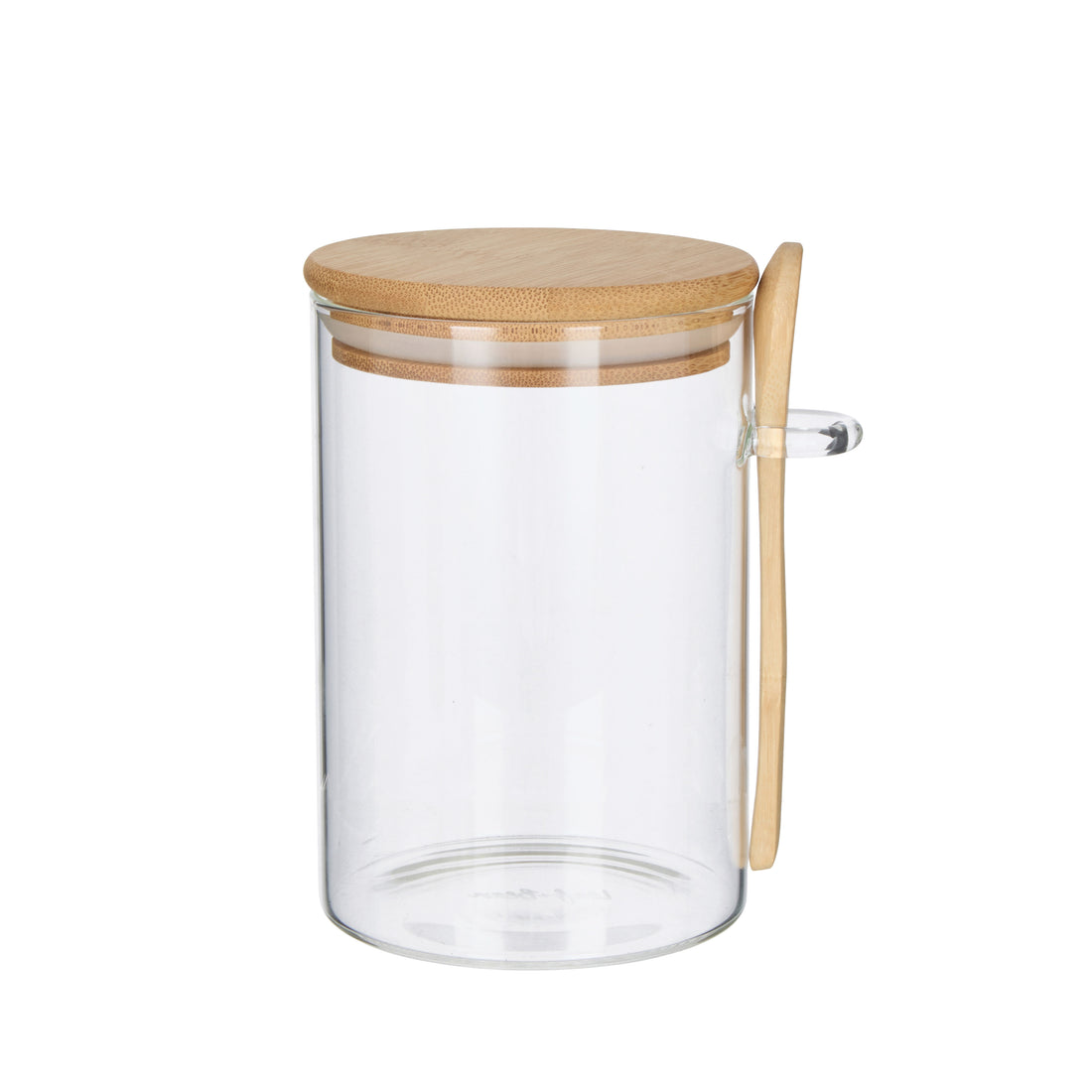 Leaf &amp; Bean Glass Canister with Spoon Natural