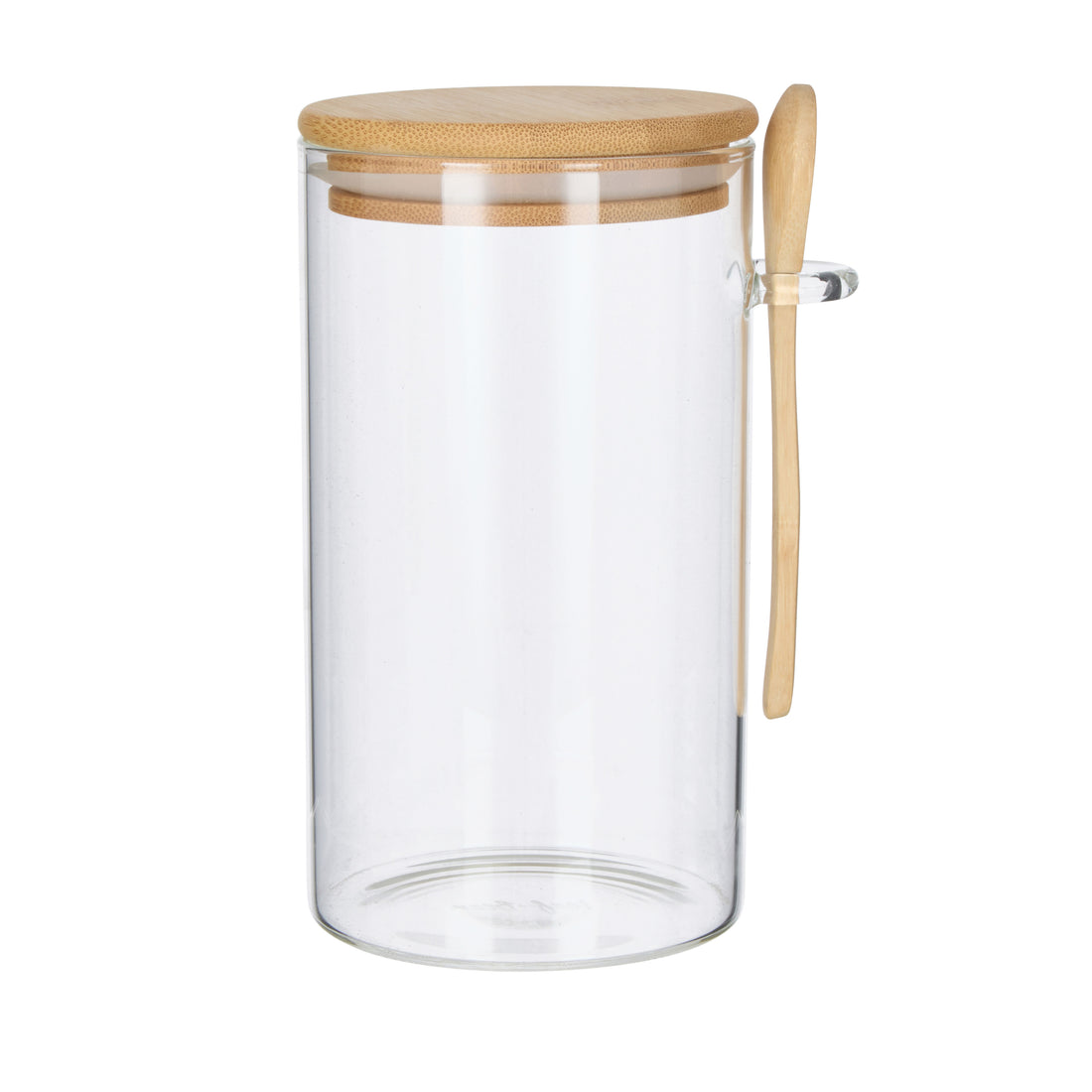 Leaf &amp; Bean Glass Canister with Spoon Natural