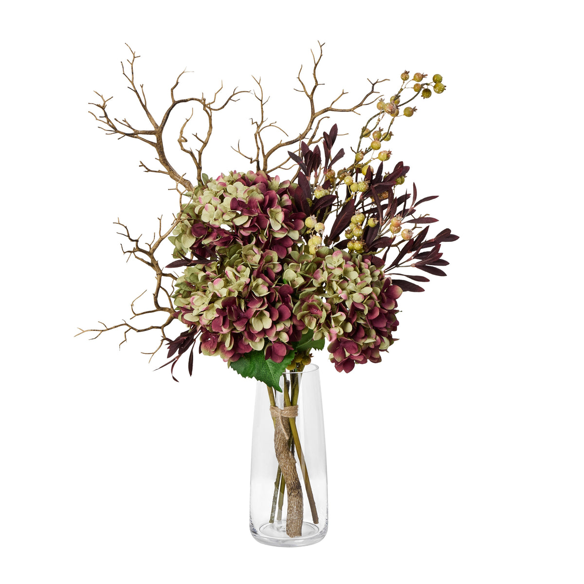 Rogue Hydrangea Olive Branch Mix Bouquet Green &amp; Burgundy