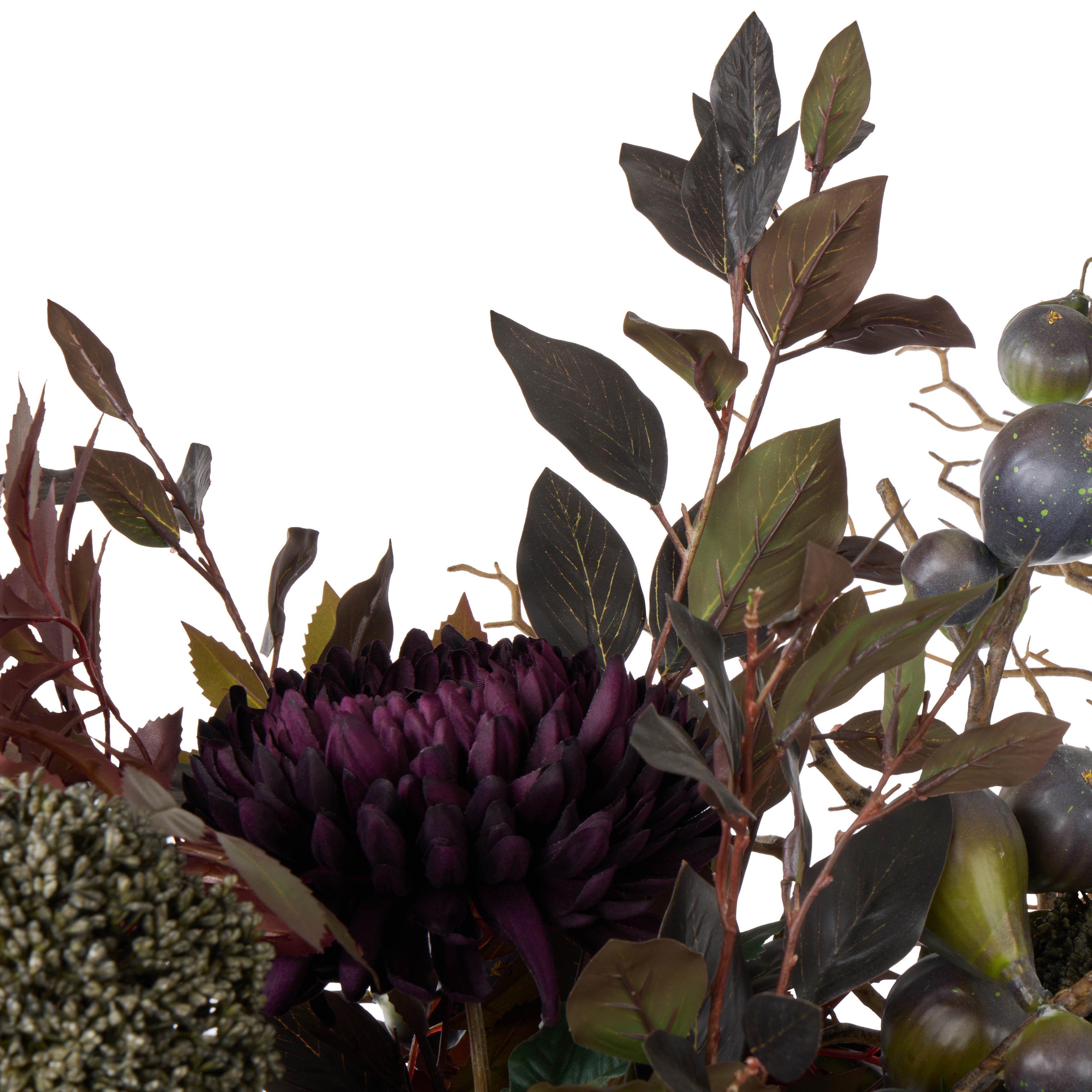 Faux Chrysanthemum Fig Garden Mix Arrangement - Maliah Pot | Purple - 80cm