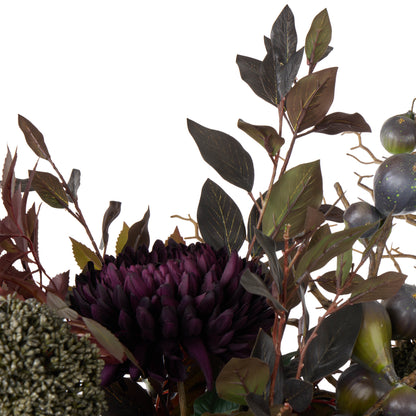 Faux Chrysanthemum Fig Garden Mix Arrangement - Maliah Pot | Purple - 80cm