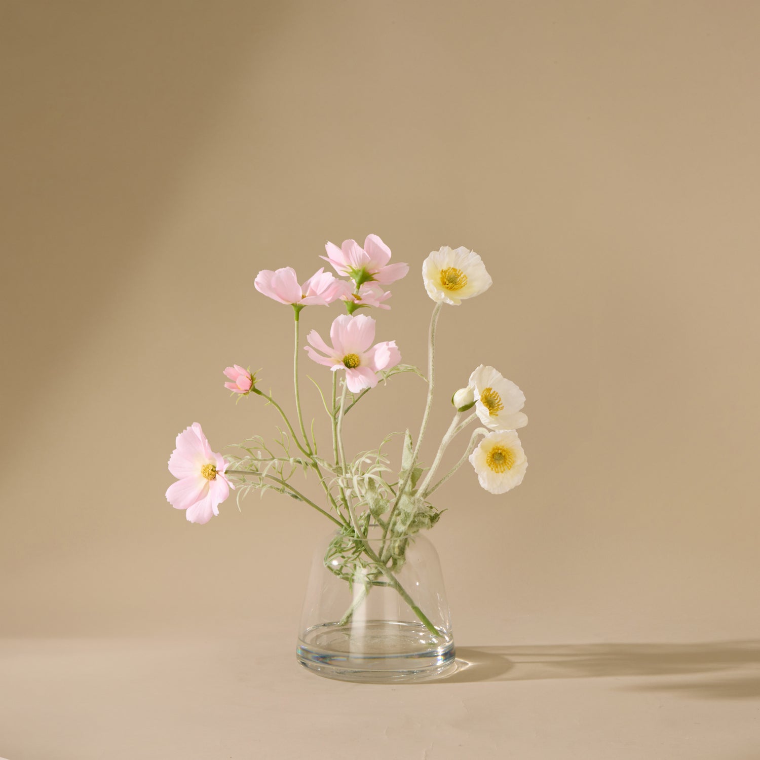 Faux Poppy Cosmos Mix - Giselle Vase | Cream &amp; Light Pink - 37cm