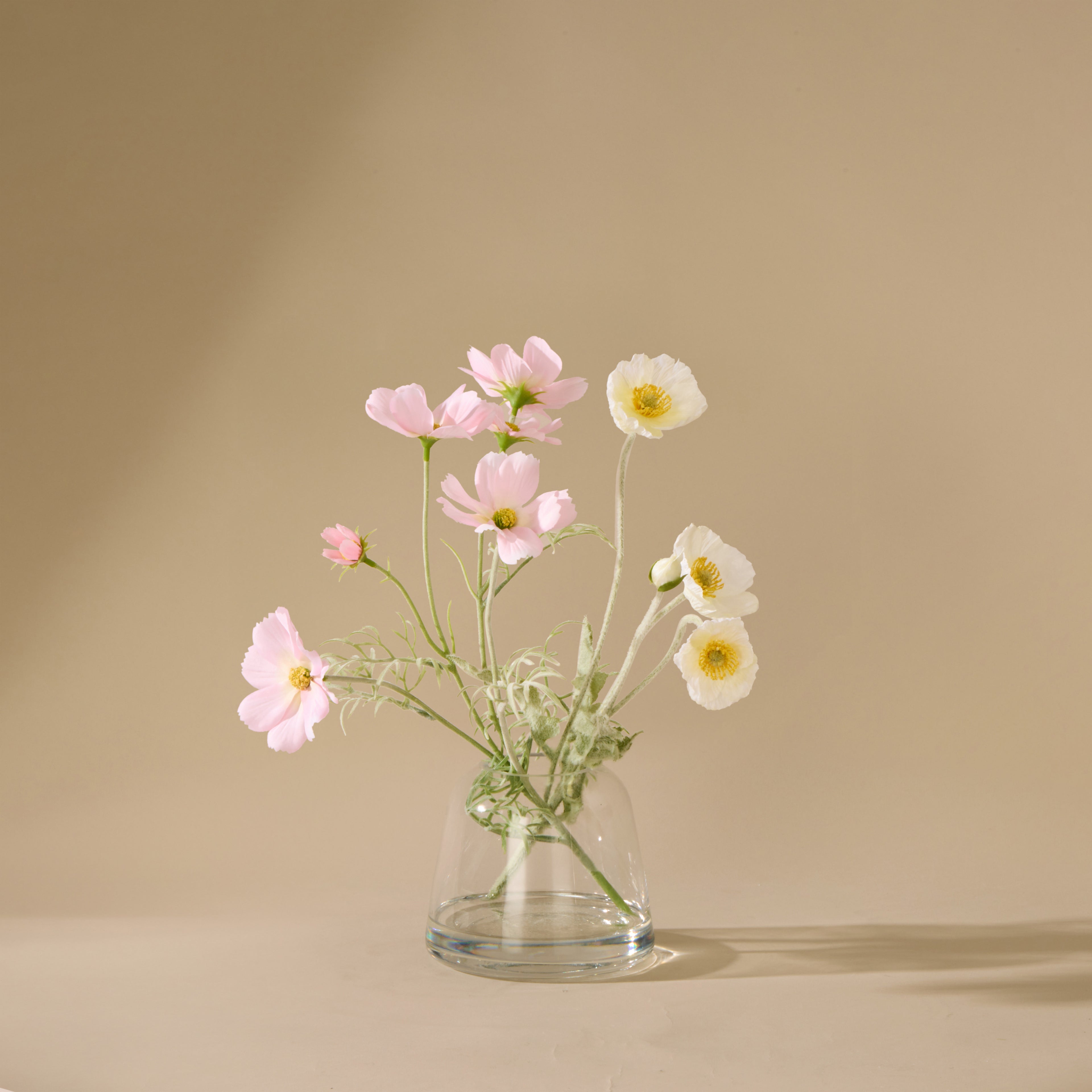 Faux Poppy Cosmos Mix - Giselle Vase | Cream &amp; Light Pink - 37cm