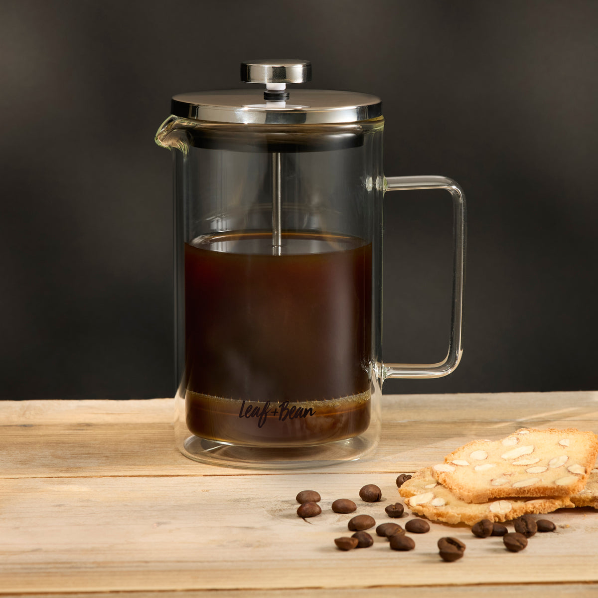 Leaf &amp; Bean Glass Double Wall French Press Clear &amp; Silver