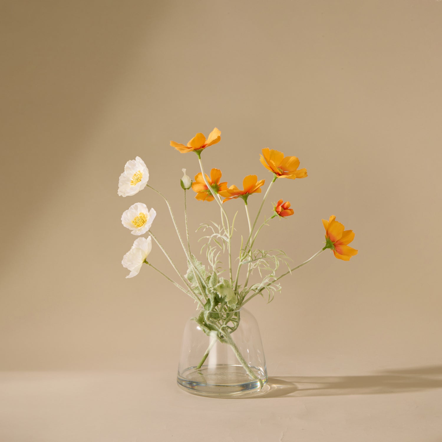 Faux Poppy Cosmos Mix - Giselle Vase | Cream &amp; Orange - 37cm